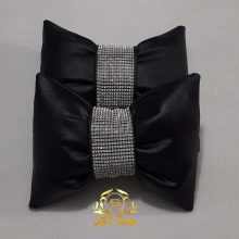 بالشتک مشکی چرم پاپیون نگین B-001