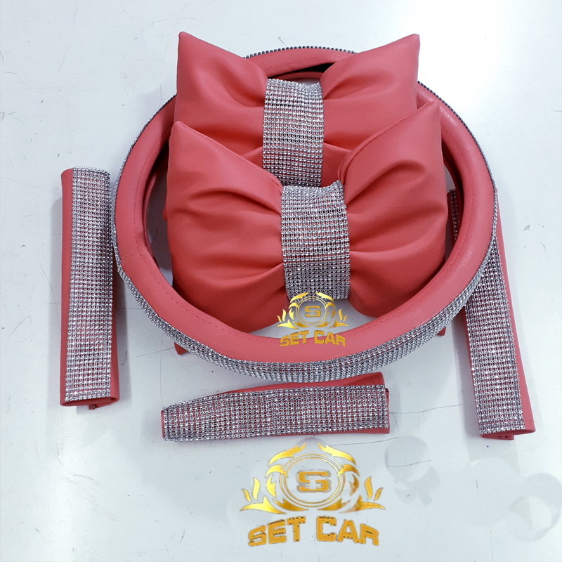 ست صورتی مات نگین